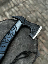 Load image into Gallery viewer, Personalized Handmade Viking Battle Axe Custom Gift  Forged Steel VIKING AXE with Engraved Wood Handle Anniversary Boyfriend husband Gift