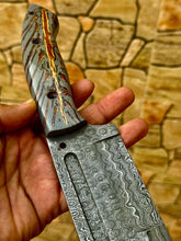 Load image into Gallery viewer, Personalized Knife Handmade Damascus knife| Fixed Blade| Bush craft knife| Hunting Knife | Camp Knife | Gift for HER/MEN/BF pinecone handle