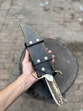 Load image into Gallery viewer, Custom Stainless Damascus Bowie Knife – Handmade Engraved Hunting Blade | Personalized Gift for Him, Outdoor Survival &amp; Collectible Knife