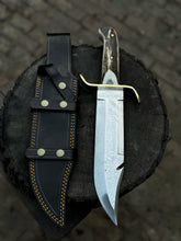 Load image into Gallery viewer, Custom Stainless Damascus Bowie Knife – Handmade Engraved Hunting Blade | Personalized Gift for Him, Outdoor Survival &amp; Collectible Knife