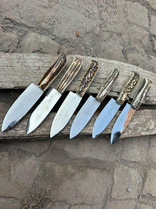 Custom Chef knives high Polished with deer horn handles 6 pieces  gift for father ,Gift for her, Birthday Gift, Groomsmen Gift Kitchen Knife