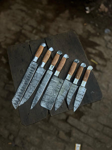 Handmade Damascus Steel Chef Knife Set  5-Piece Kitchen Knives – Full Tang Professional Cooking Knives