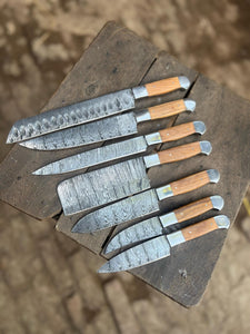 Handmade Damascus Steel Chef Knife Set  5-Piece Kitchen Knives – Full Tang Professional Cooking Knives
