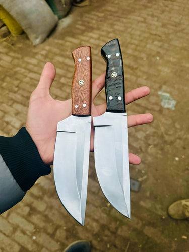 Handmade Hunting Knife | 10” Overall | 6” Blade | Ram Horn & Walnut Handle