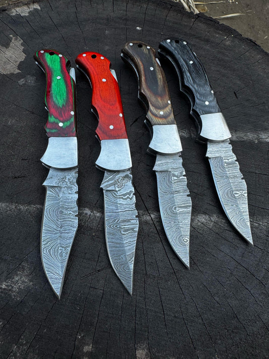 Custom Pocket Fold Knife, Groomsmen gifts, Wedding Gift, Authentic Damascus Steel Blade, Gift for him, Damascus Pocket Folding Knife, EDC