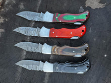Load image into Gallery viewer, Custom Pocket Fold Knife, Groomsmen gifts, Wedding Gift, Authentic Damascus Steel Blade, Gift for him, Damascus Pocket Folding Knife, EDC
