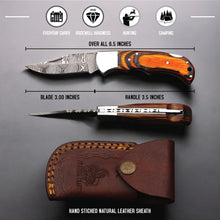 Load image into Gallery viewer, Folding Knife – damascus , nan handle