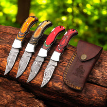 Load image into Gallery viewer, Folding Knife – damascus , nan handle