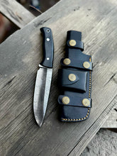 Load image into Gallery viewer, Personalized Damascus Knife, Bush Crafts Knife, Hunting Knife, Groomsmen gifts, Handmade knife, Gifts For Men, customized knife with sheath