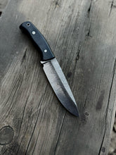 Load image into Gallery viewer, Personalized Damascus Knife, Bush Crafts Knife, Hunting Knife, Groomsmen gifts, Handmade knife, Gifts For Men, customized knife with sheath