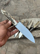 Load image into Gallery viewer, Custom Chef knives high Polished with deer horn handles 6 pieces  gift for father ,Gift for her, Birthday Gift, Groomsmen Gift Kitchen Knife
