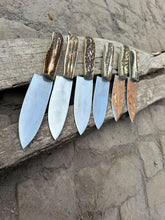 Load image into Gallery viewer, Custom Chef knives high Polished with deer horn handles 6 pieces  gift for father ,Gift for her, Birthday Gift, Groomsmen Gift Kitchen Knife