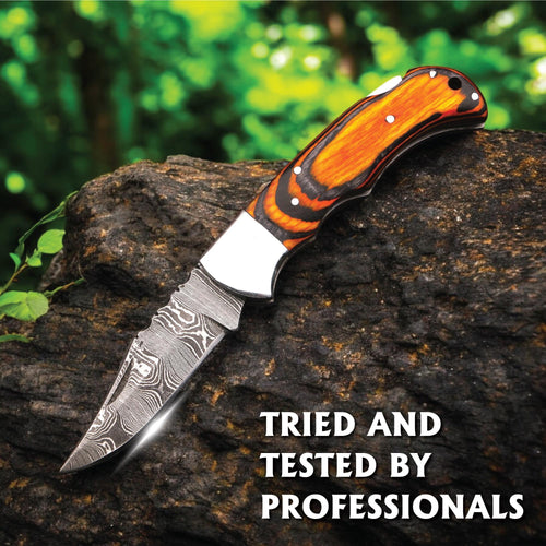 Folding Knife – damascus , nan handle