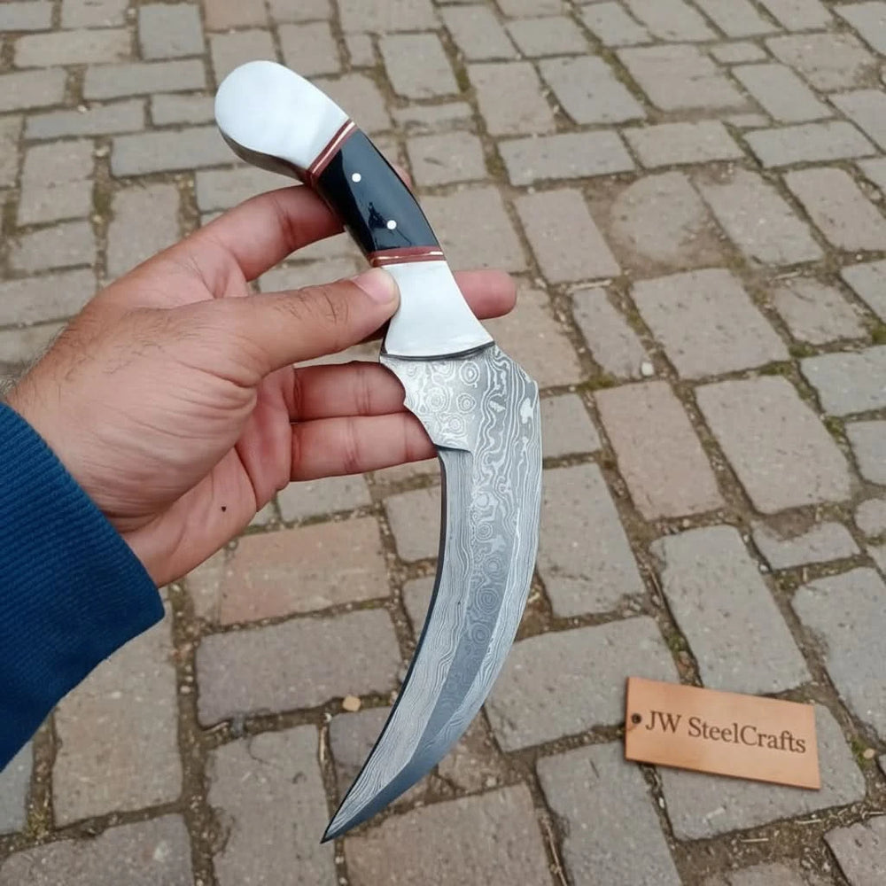 Karambit Knife with Black horn and Stainless steel handle. handmade karambit knfie by JW SteelCrafts