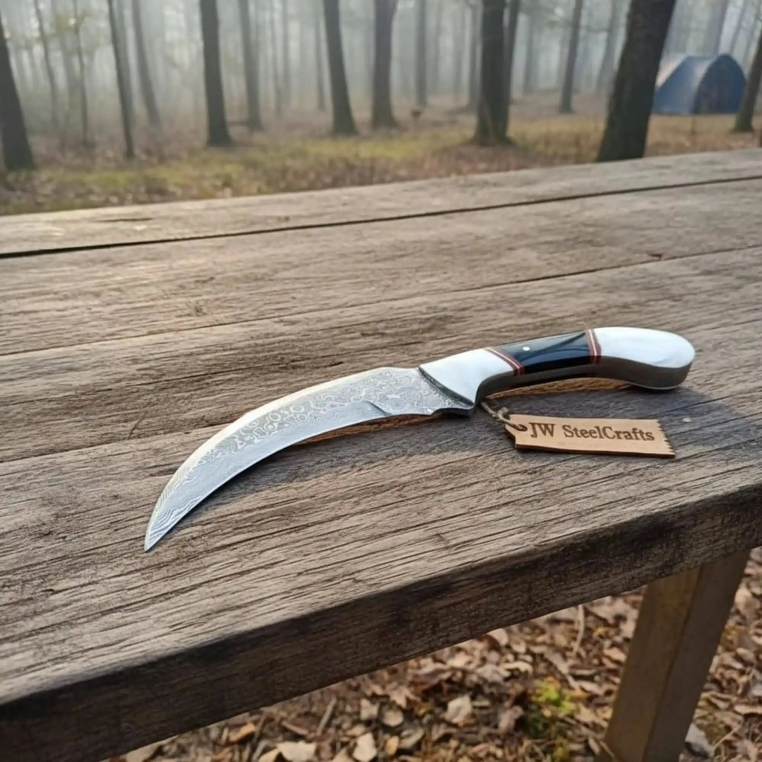 Karambit Knife with Black horn and Stainless steel handle. handmade karambit knfie by JW SteelCrafts