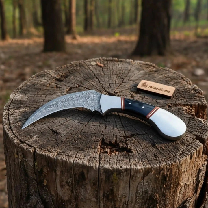 Karambit Knife with Black horn and Stainless steel handle. handmade karambit knfie by JW SteelCrafts