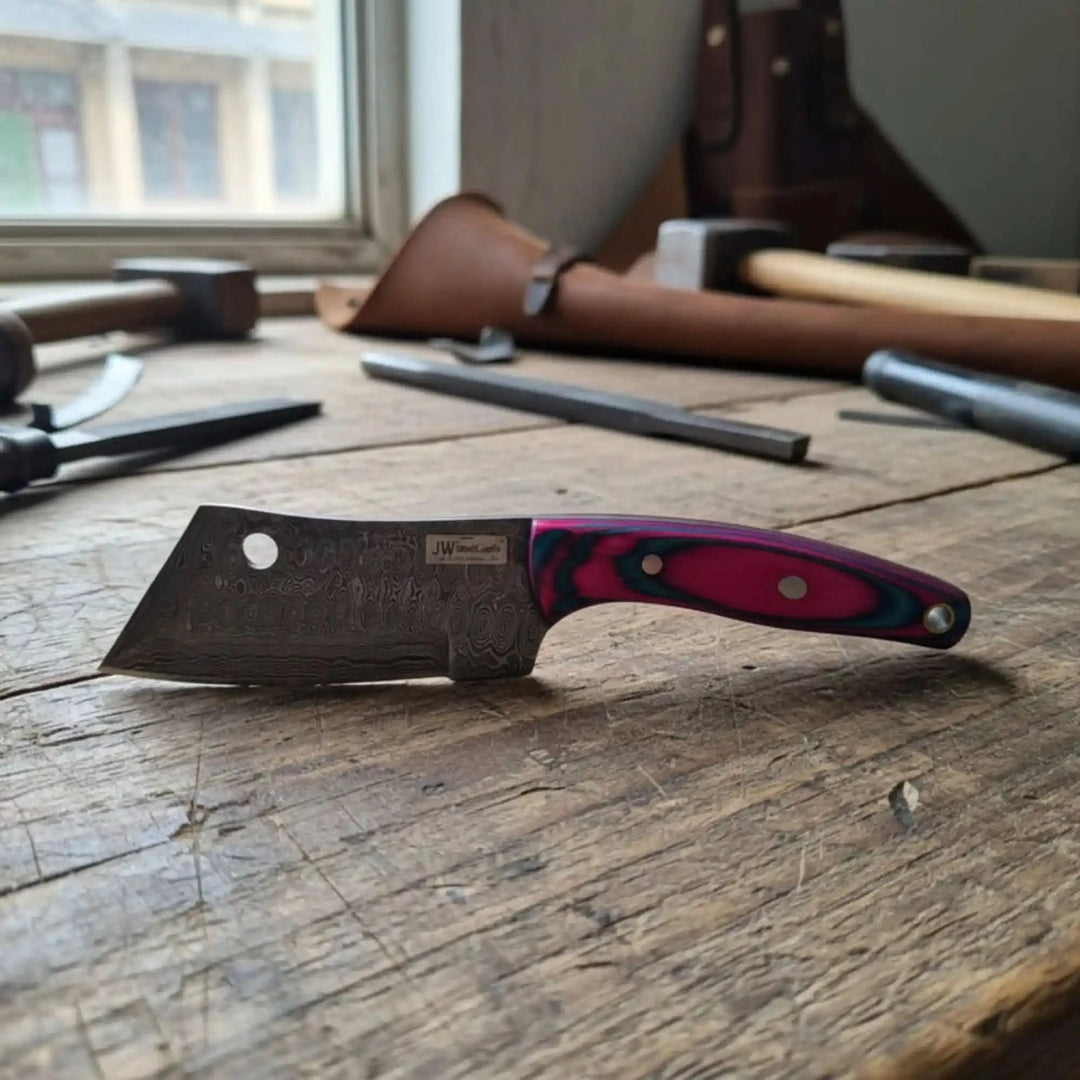Ko - Bunka Knife Damascus Steel, Reverse Tanto handmade Skinner Knife by JW SteelCrafts