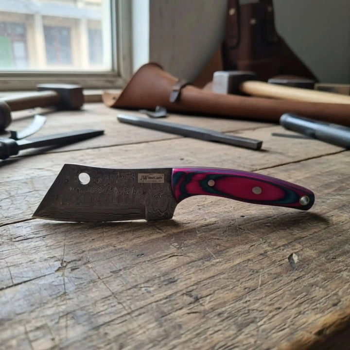 Ko - Bunka Knife Damascus Steel, Reverse Tanto handmade Skinner Knife by JW SteelCrafts