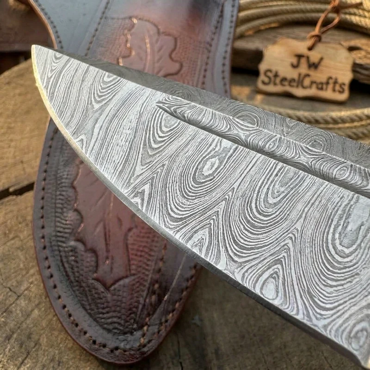 Stag Handle Hunting Knife Stainless Steel or Damascus Blade