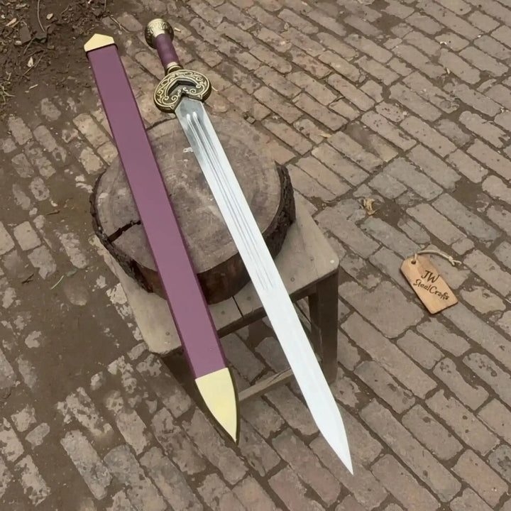     Illustrating a decorative collector piece, the cane sword is photographed with its matching scabbard.