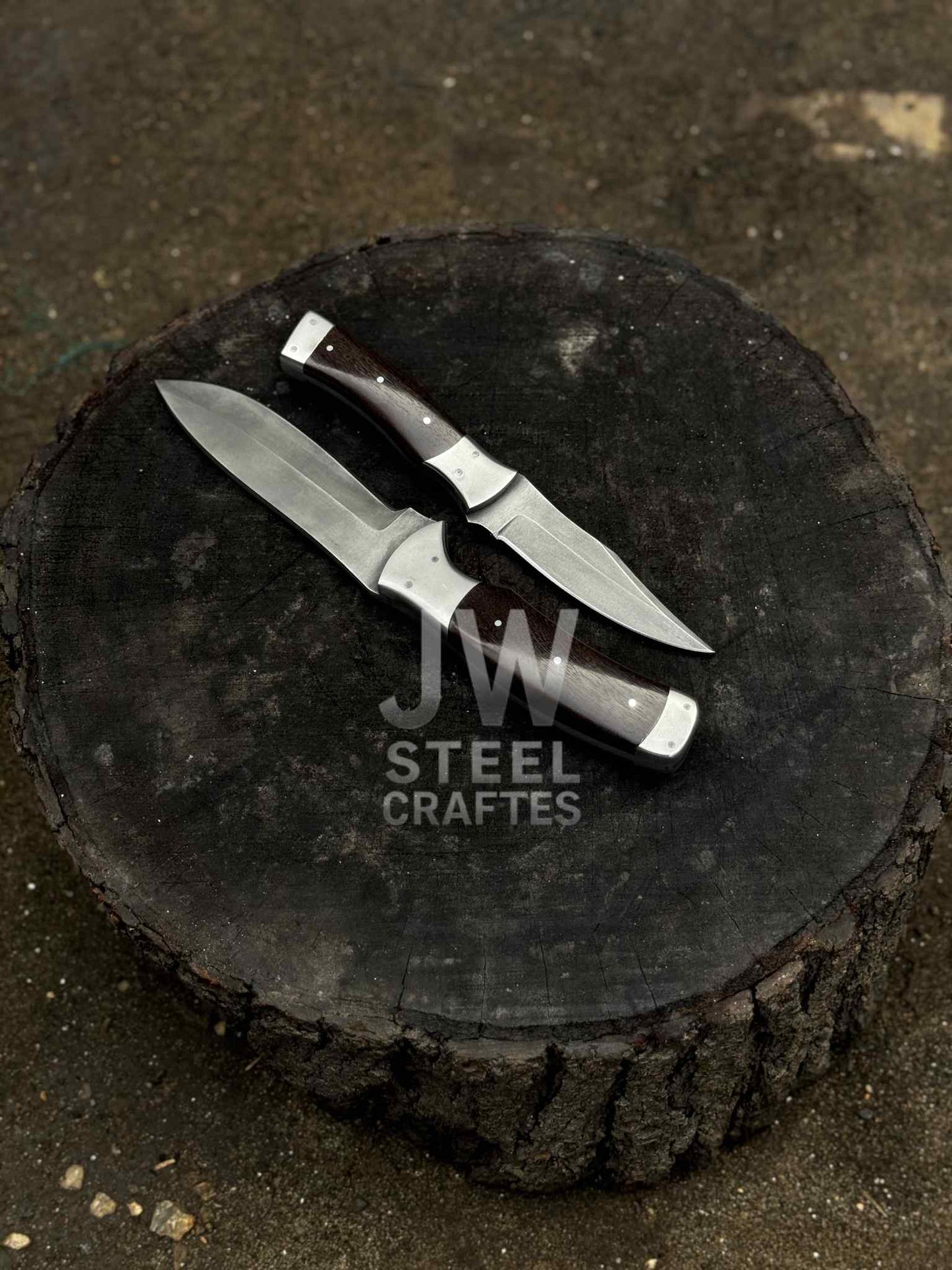 Handmade 3-Piece Knife Set – Cleaver & Hunting Knives with Wooden Handle