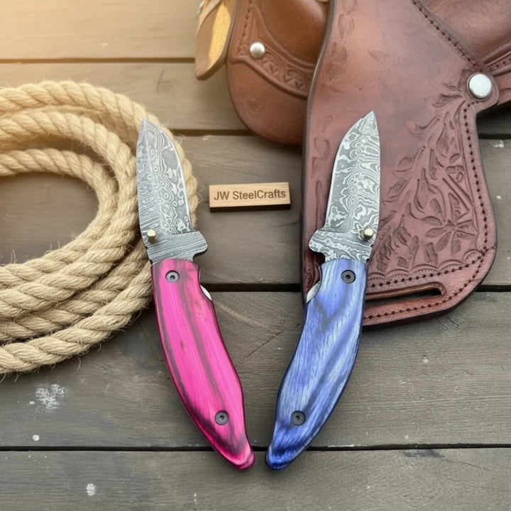 Pakka Wood Handmade Damascus Steel Skinner Knife