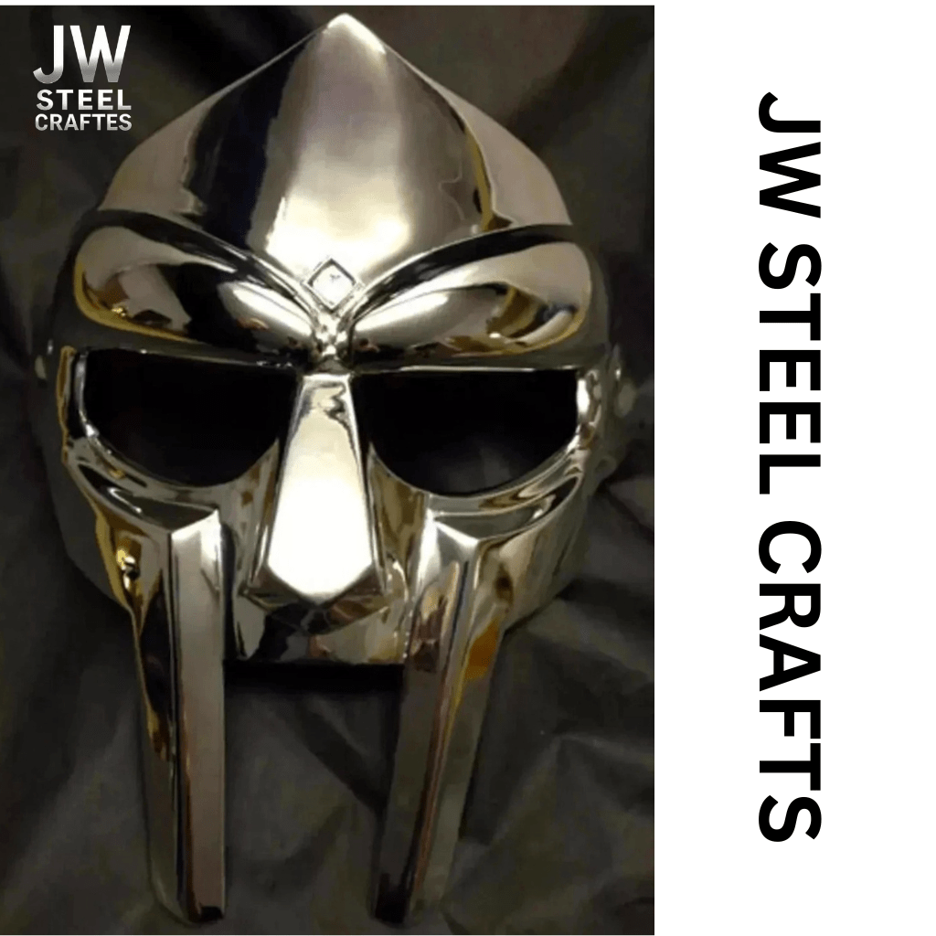 Polished Gladiator Face Mask | Handcrafted Metal Decorative Helmet Art handmade Helmet by JW SteelCrafts