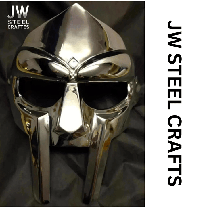 Polished Gladiator Face Mask | Handcrafted Metal Decorative Helmet Art handmade Helmet by JW SteelCrafts