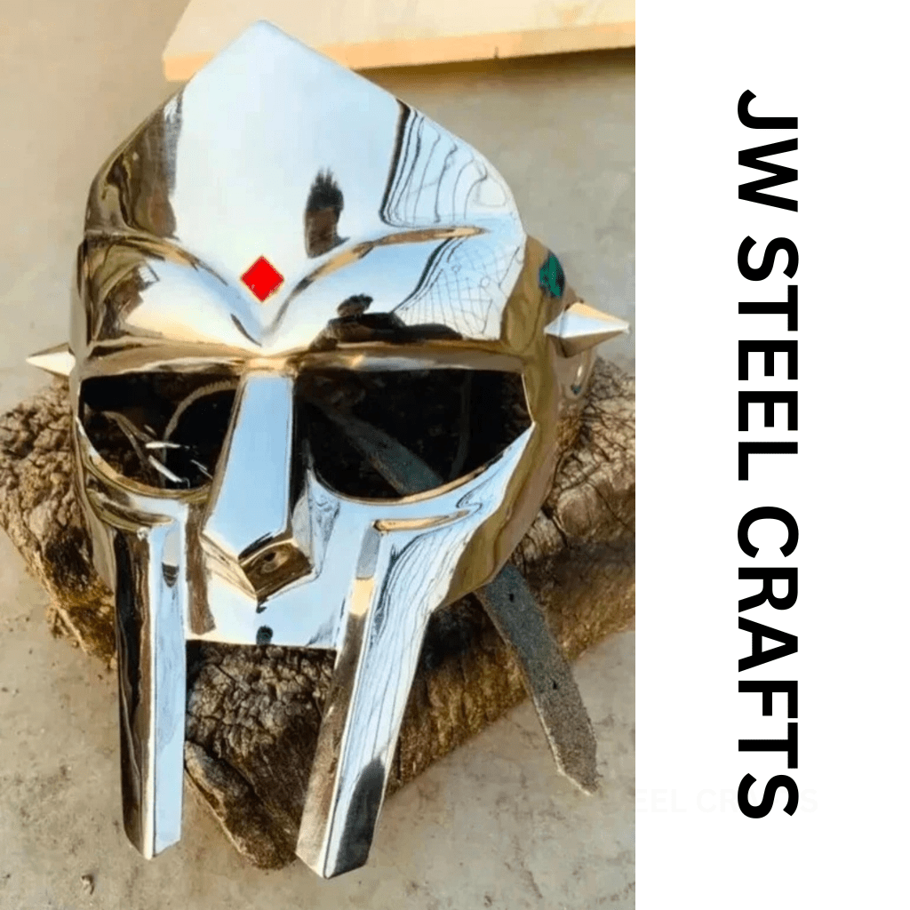 Polished Gladiator Face Mask | Handcrafted Metal Decorative Helmet Art handmade Helmet by JW SteelCrafts