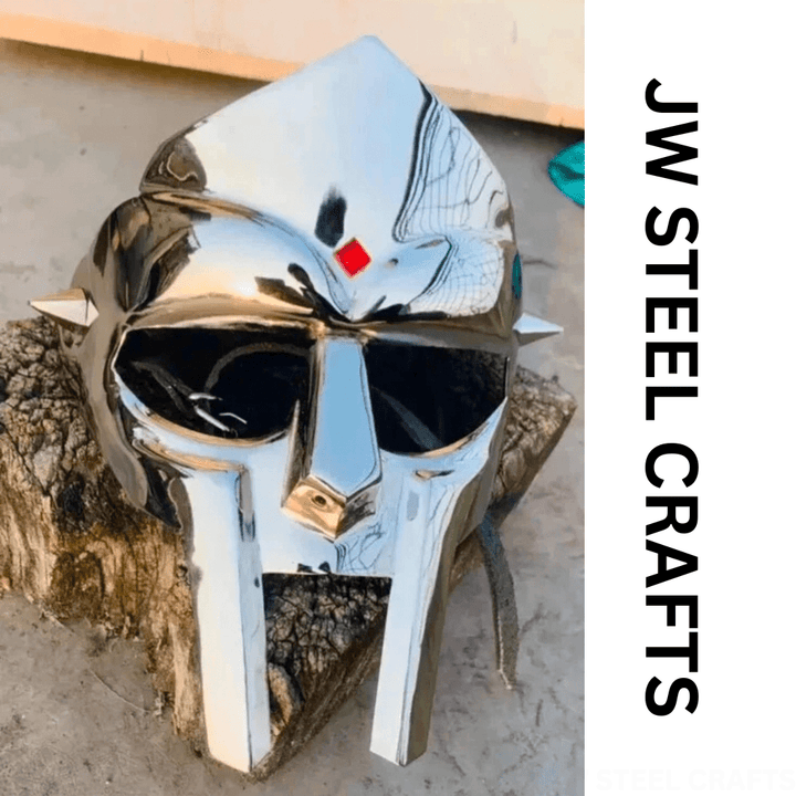 Polished Gladiator Face Mask | Handcrafted Metal Decorative Helmet Art handmade Helmet by JW SteelCrafts
