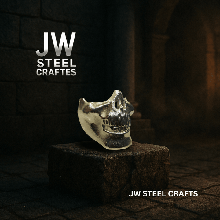Polished Metal Skull Decor | Handmade Cast Aluminum Skull Sculpture handmade Mask by JW SteelCrafts