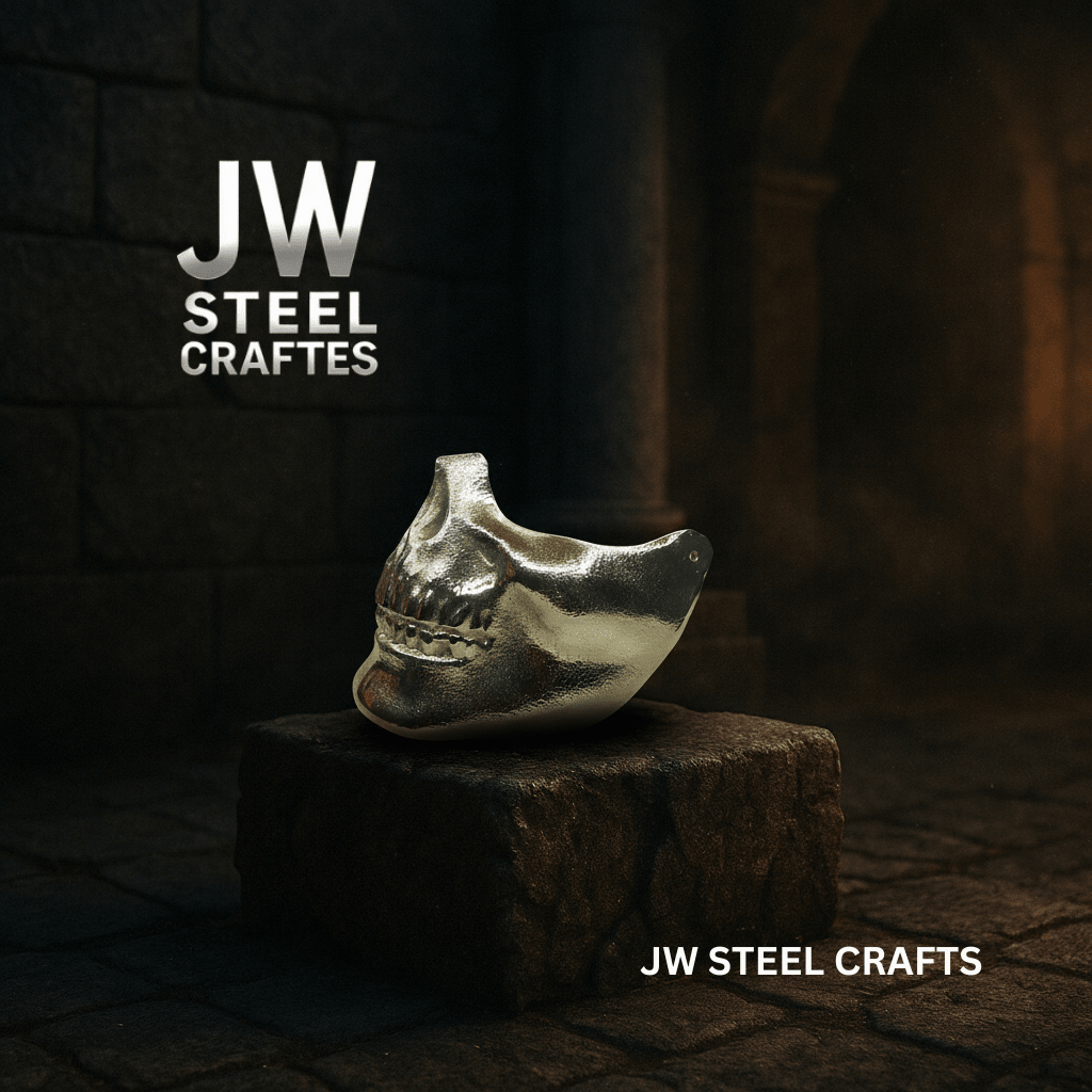 Polished Metal Skull Decor | Handmade Cast Aluminum Skull Sculpture handmade Mask by JW SteelCrafts
