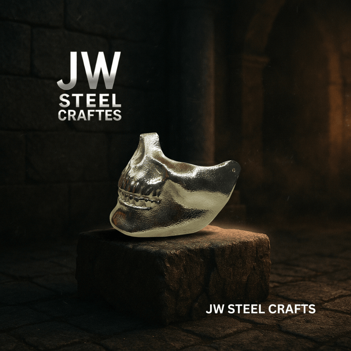 Polished Metal Skull Decor | Handmade Cast Aluminum Skull Sculpture handmade Mask by JW SteelCrafts
