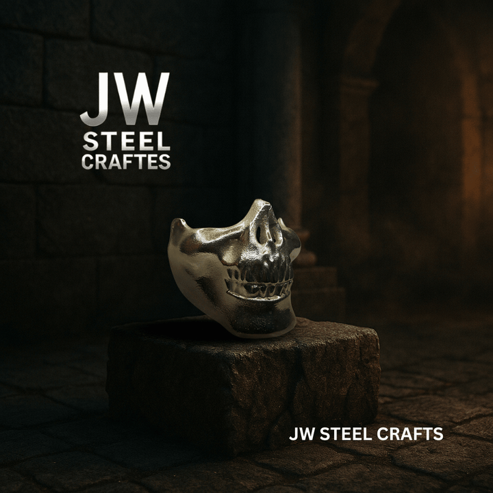 Polished Metal Skull Decor | Handmade Cast Aluminum Skull Sculpture handmade Mask by JW SteelCrafts