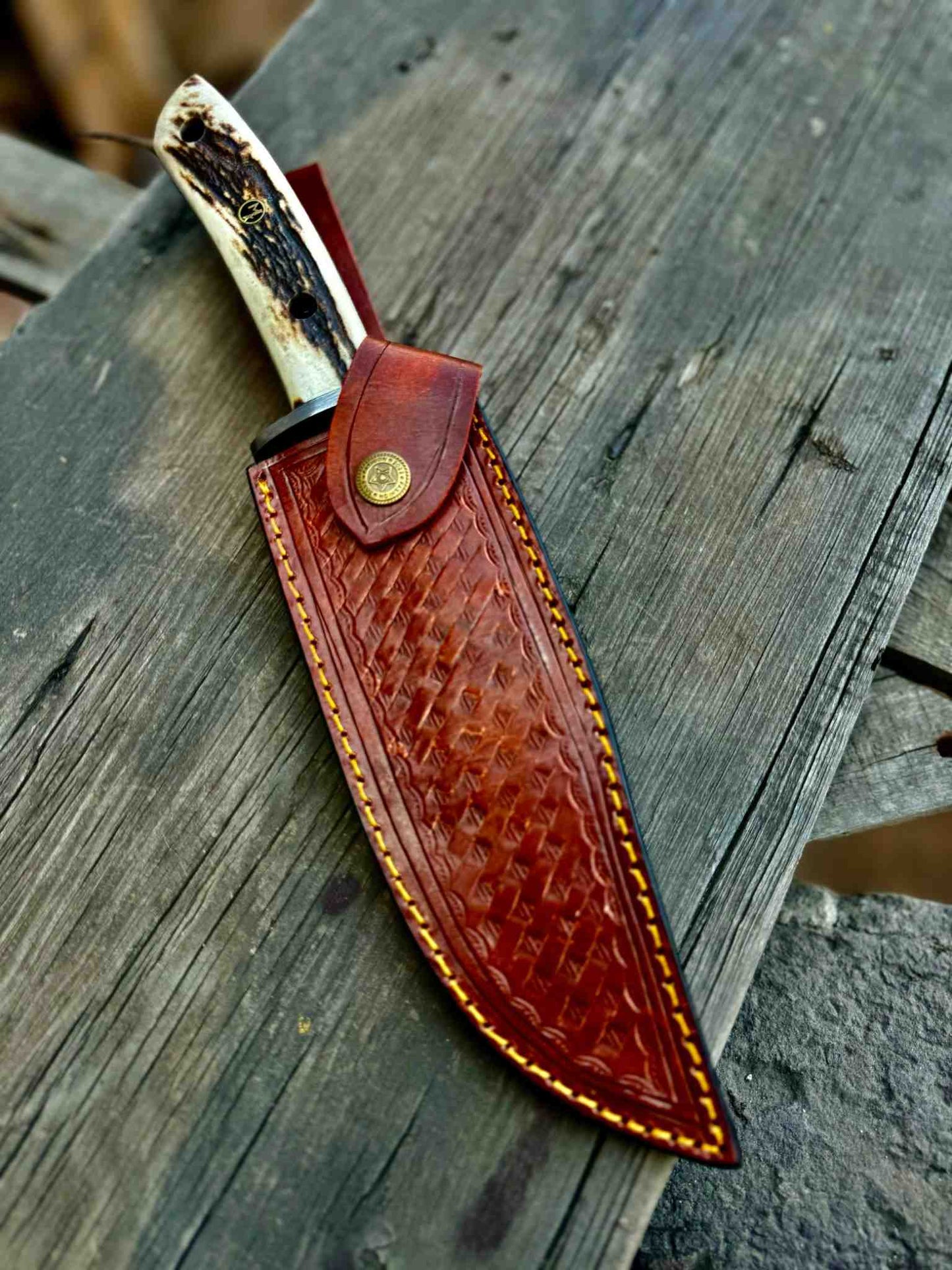 Personalized Bowie Knife Custom Handmade 13" Damascus Bowie Knife – Stag Antler Handle Groomsmen Gift, Gift for her, Gift for him, EDC