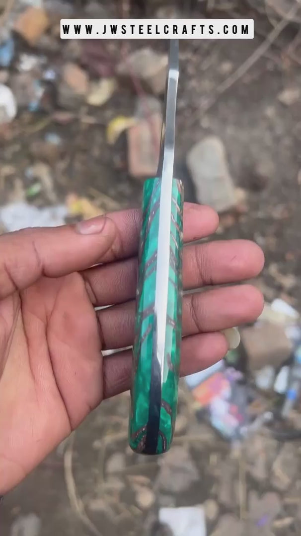 Acid Washed Stainless Steel Hunting Knife – Pinecone Handle | Outdoor &amp; Camping Knife