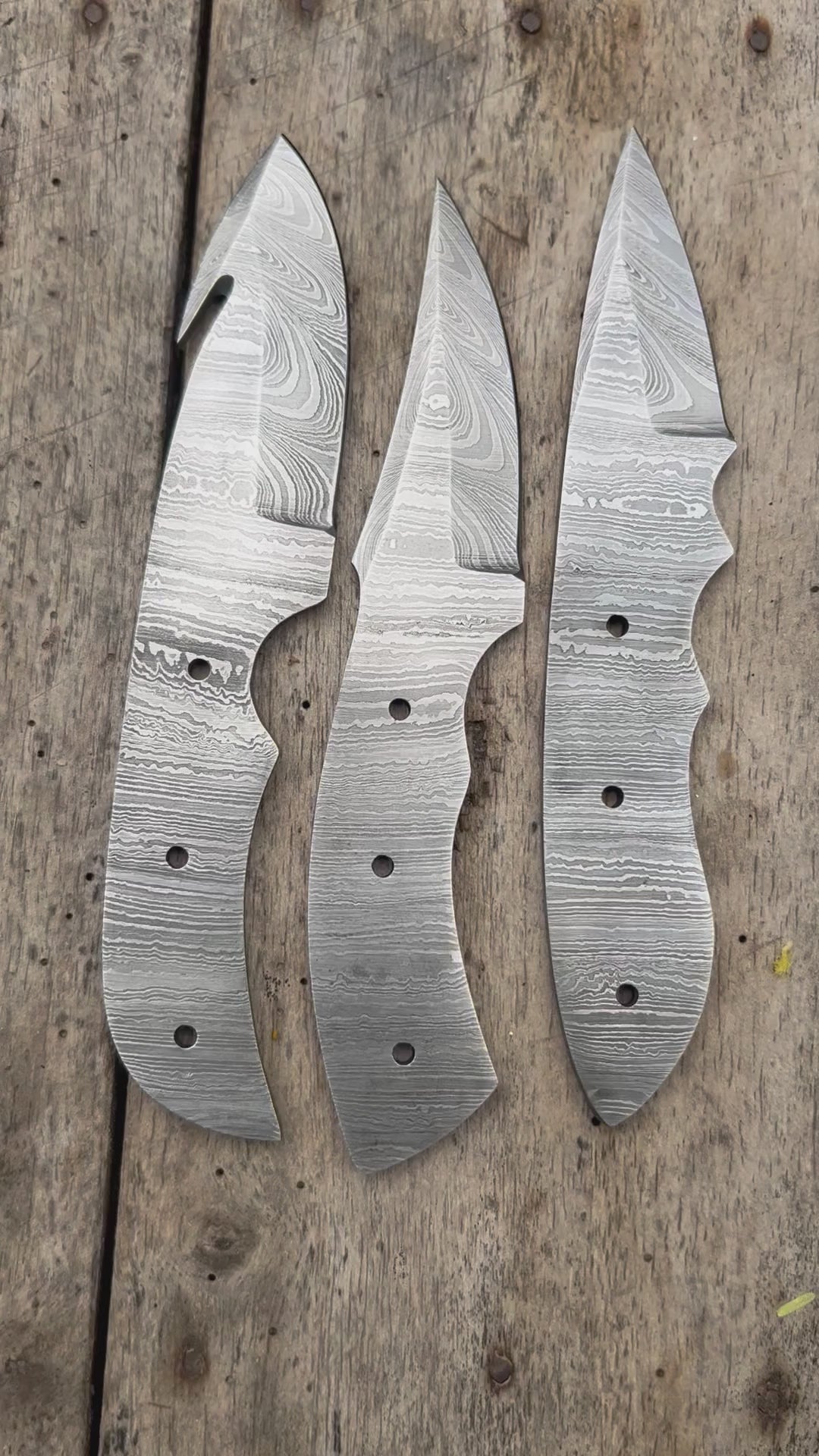 Handmade Damascus Steel Blank Blade Skinner Knife - Lot of 3/ For Knife Making