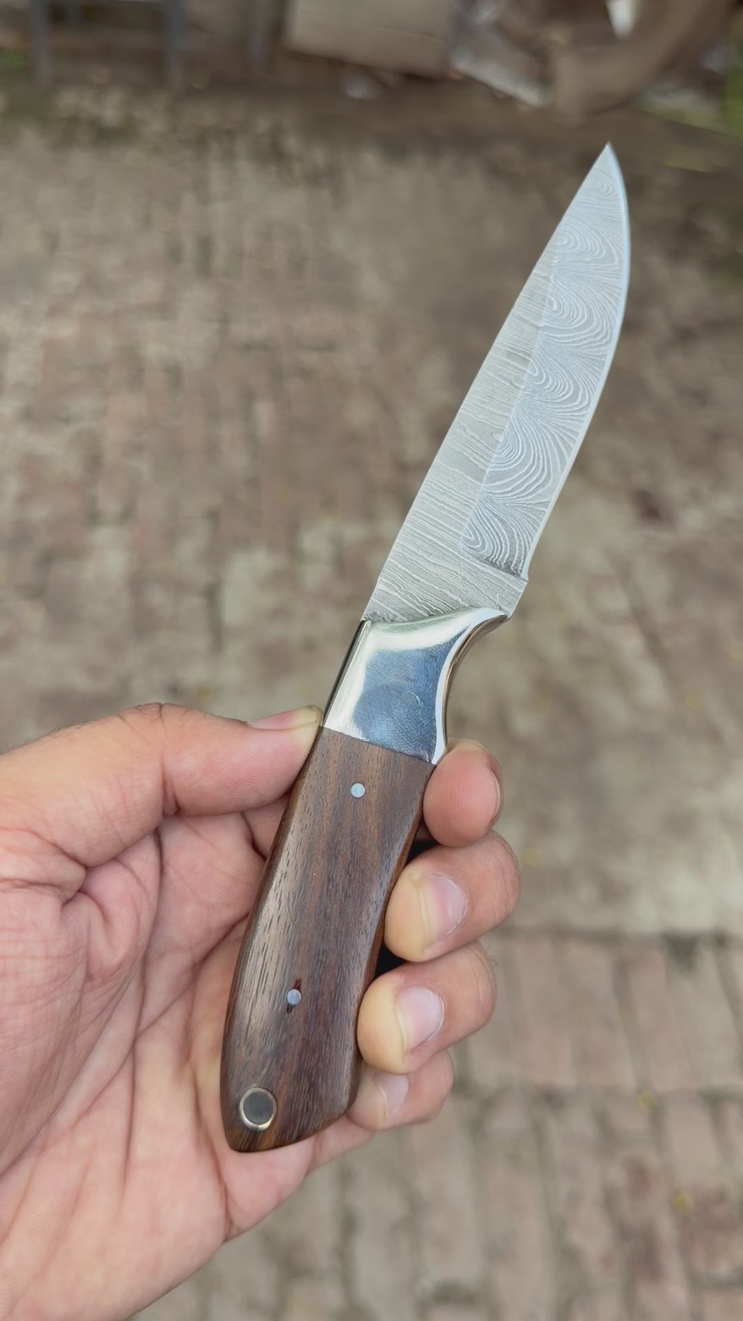 Darkwood Wide Skinner 7" Handmade Damascus Dark Wood Handle