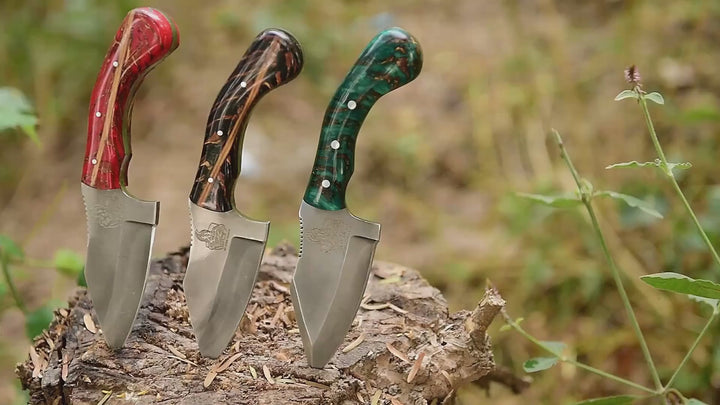 Acid Washed Stainless Steel Hunting Knife – Pinecone Handle | Outdoor &amp; Camping Knife