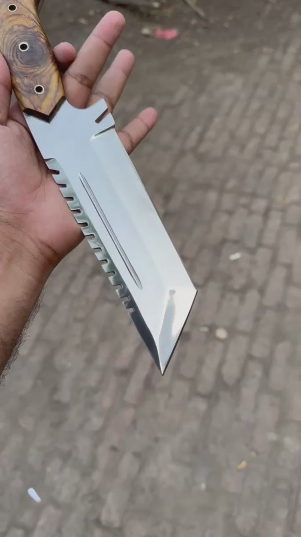 Stainless Steel Tracker Knife with Rosewood Handle | Full Tang Outdoor Knife