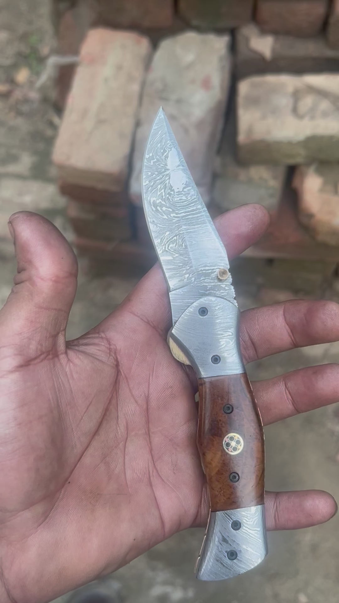 Dusty Trail Pocket Knife 7" Handmade Damascus Steel Folding Knife | JW Steelcrafts