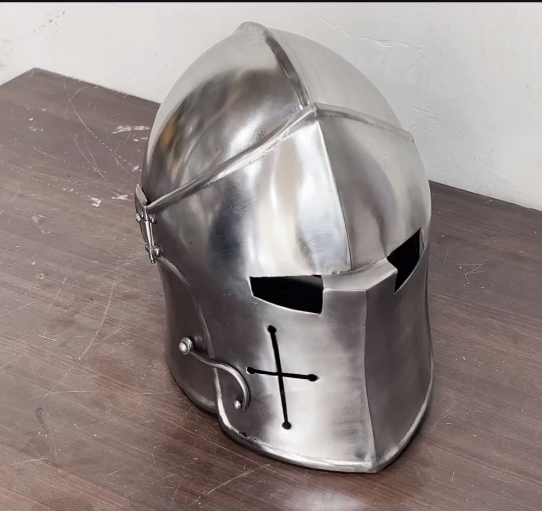 Halloween Medieval Barbuta Helmet Knights Templar Crusader Armor Helmet (Steel)