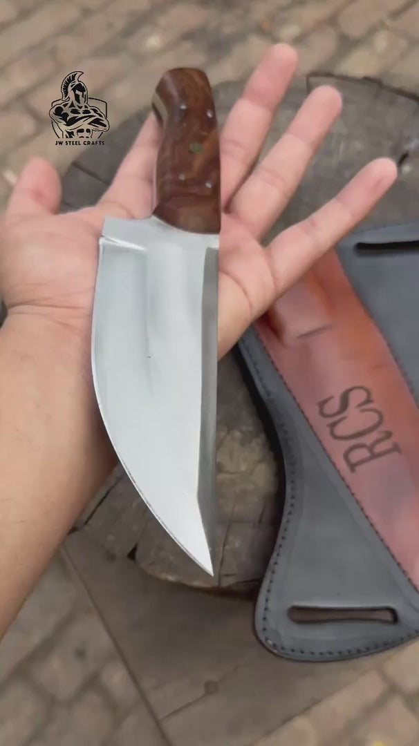 Custom Engraved Stainless Steel Outdoor Knife with Walnut Handle | JW SteelCrafts