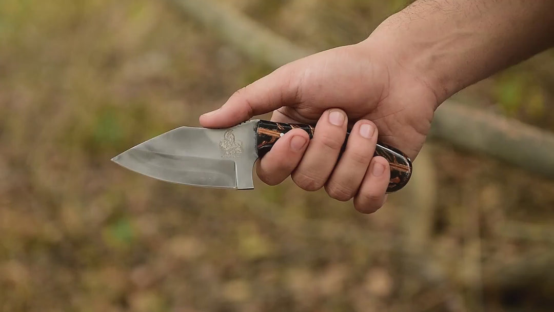Acid Washed Stainless Steel Hunting Knife – Pinecone Handle | Outdoor &amp; Camping Knife