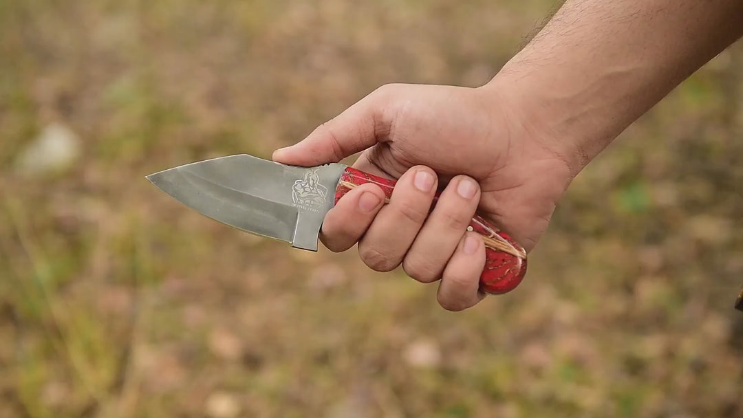 Acid Washed Stainless Steel Hunting Knife – Pinecone Handle | Outdoor &amp; Camping Knife