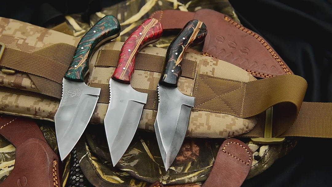 Acid Washed Stainless Steel Hunting Knife – Pinecone Handle | Outdoor &amp; Camping Knife
