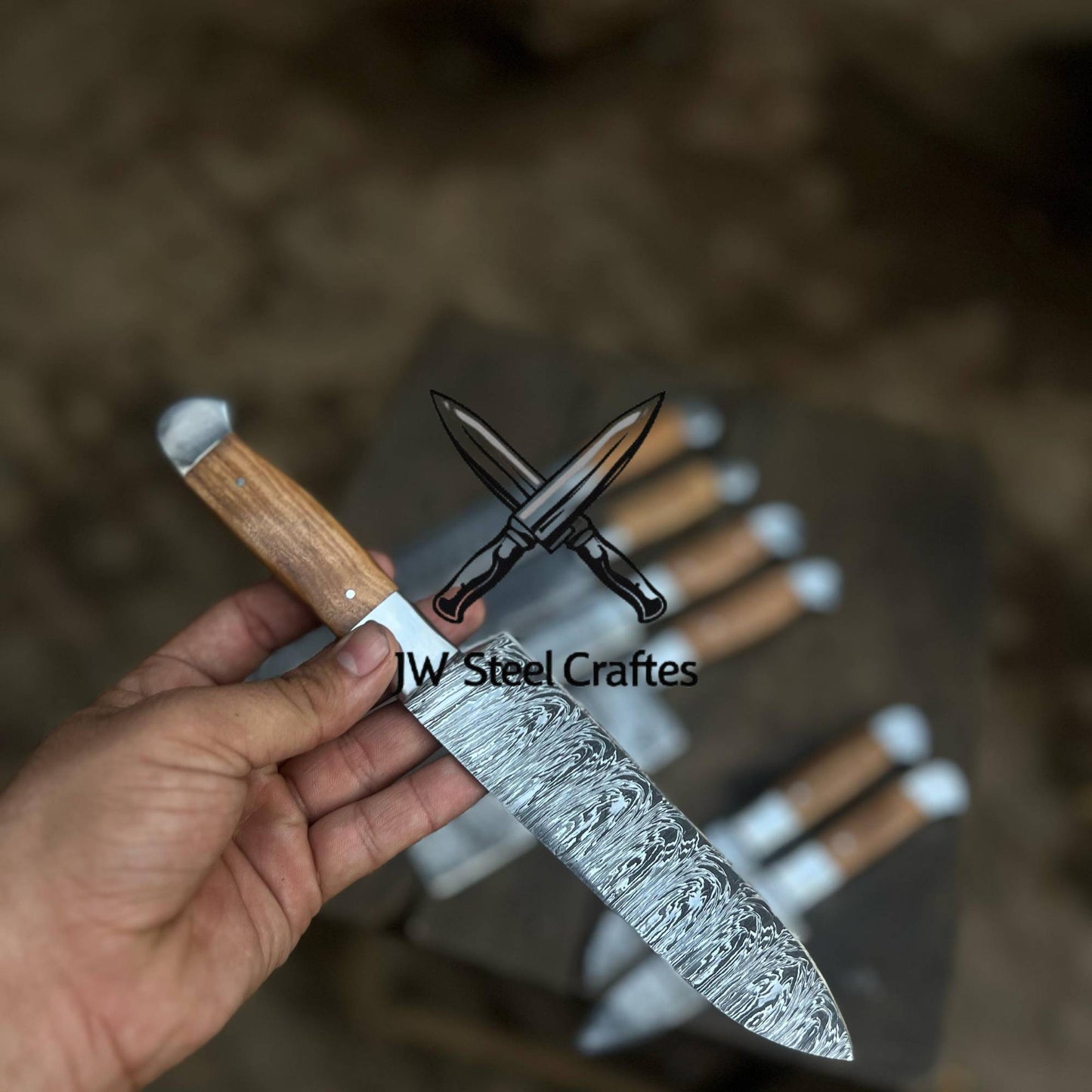 Handmade Damascus Steel Chef Knife Set  5-Piece Kitchen Knives – Full Tang Professional Cooking Knives