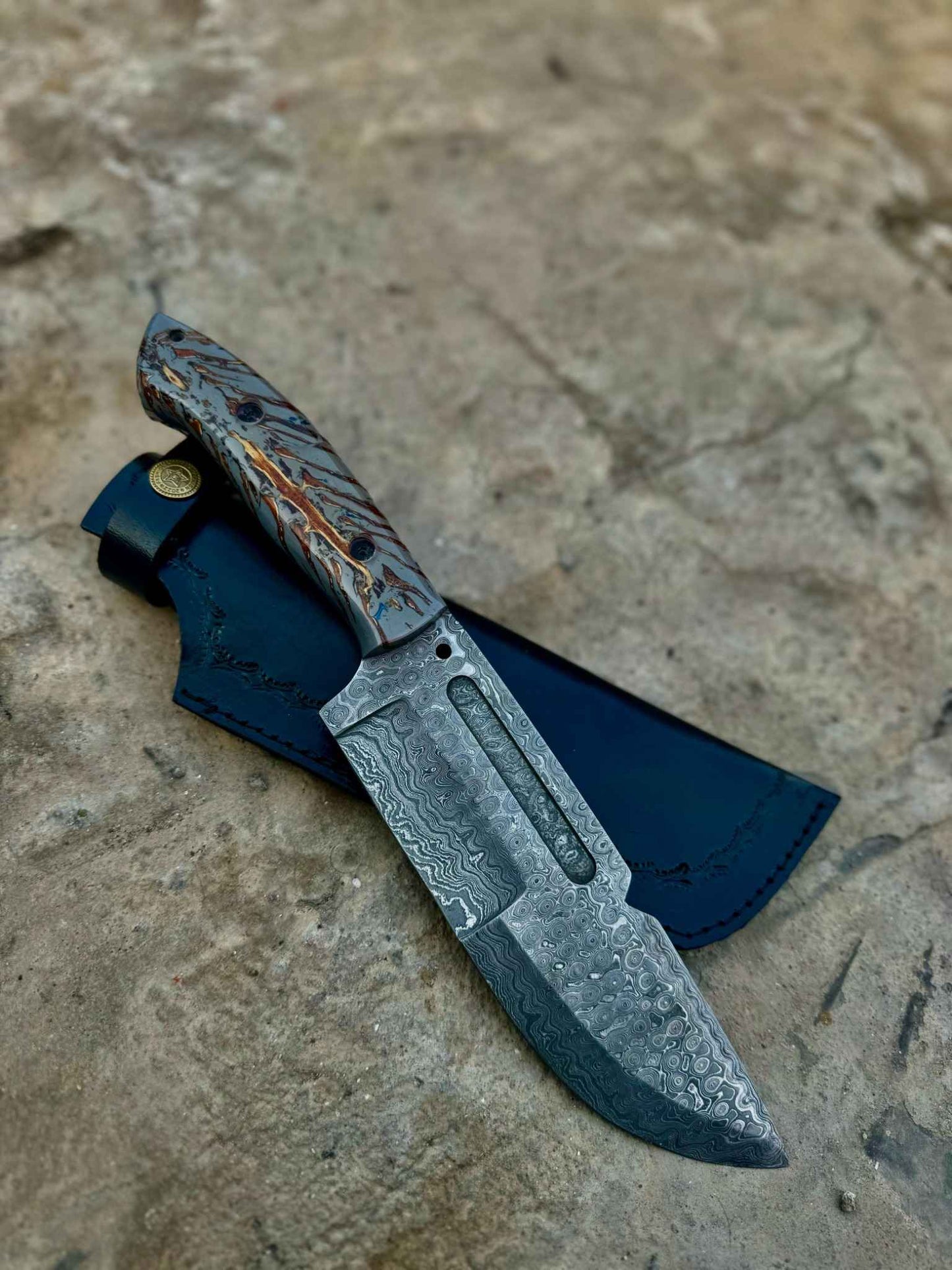 Personalized Knife Handmade Damascus knife| Fixed Blade| Bush craft knife| Hunting Knife | Camp Knife | Gift for HER/MEN/BF pinecone handle