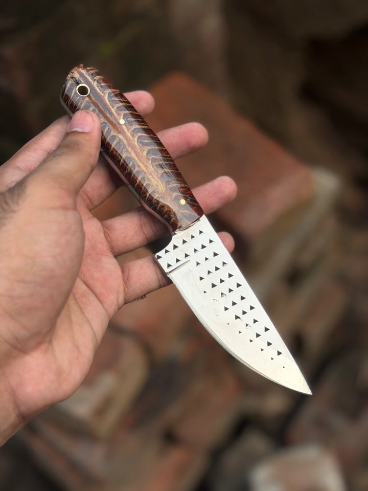 Handmade Midnight Feather Cowboy Knife 8" dark blue resin handle