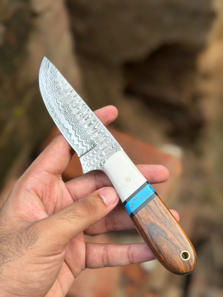 Handmade Turquoise Vein Skinner Knife 10" with twist wood handle